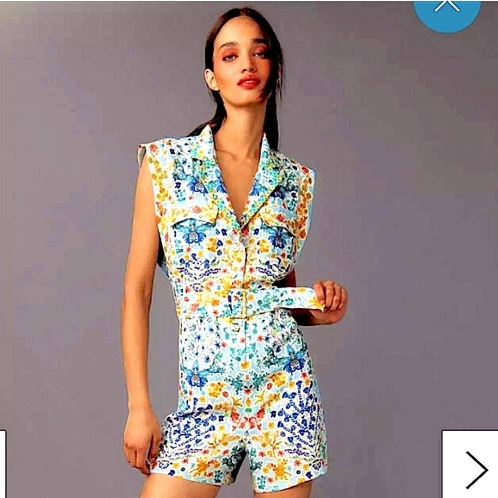 Anthropologie Floral Sleeveless Romper